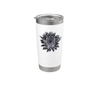Flor de dalia negra y gris Vaso térmico de acero inoxidable de doble pared
