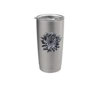 Flor de dalia negra y gris Vaso térmico de acero inoxidable de doble pared