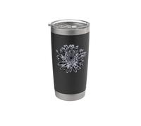 Flor de dalia negra y gris Vaso térmico de acero inoxidable de doble pared