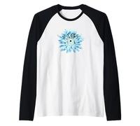 Flor de dalia verde menta y verde azulado Camiseta Manga Raglan