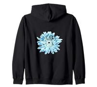 Flor de dalia verde menta y verde azulado Sudadera con Capucha