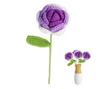 Flor de ganchillo, rosa artificial colorida para el día de San Valentín, lana suave hecha a mano, decoración del hogar, flores de punto de ganchillo para aniversarios de boda