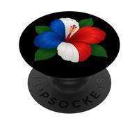 Flor de hibisco bandera de Francia floral para niños y niñas PopSockets PopGrip Adhesivo