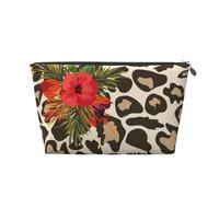 Flor de Hibisco Leopardo, Bolsa de artículos de tocador Bolsa de Maquillaje Bolsa de cosméticos Bolsa de artículos de tocador de Viaje portátil