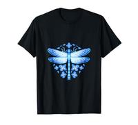 Flor de insecto libélula azul y hortensias en Pixel Art Camiseta