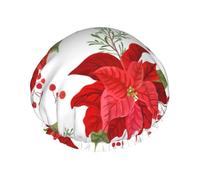 Flor de invierno de Navidad,Gorro de ducha, gorro de noche, gorro de baño elástico impermeable de doble capa, reutilizable para el cabello.