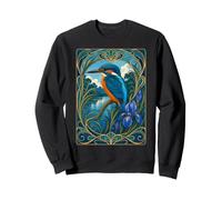Flor de Iris modernista Kingfisher Bird Sudadera