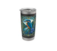 Flor de iris modernista Kingfisher Bird Vaso térmico de acero inoxidable de doble pared