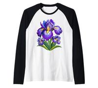 Flor de iris para mujeres florales de flores silvestres Camiseta Manga Raglan