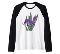 Flor de iris para mujeres florales de flores silvestres Camiseta Manga Raglan