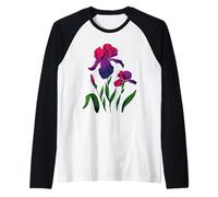 Flor de iris para mujeres florales de flores silvestres Camiseta Manga Raglan