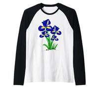 Flor de iris para mujeres florales de flores silvestres Camiseta Manga Raglan