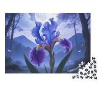 Flor de Iris Puzzle de 1000 Piezas Papel para Adultos Noche de Luna Puzzle para Toda la Familia Calma 52x38cm/1000pcs