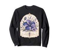 Flor de jardín Vintage botánica Floral Hibisco púrpura Sudadera