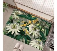 Flor De La Pasión Tropical Felpudos Para Interiores, Póster Botánico Felpudos Suaves Lavables, Felpudo Antideslizante De Perfil Bajo Para Entrada Cocina Mascotas Perros, 90X150Cm Verde Oscuro