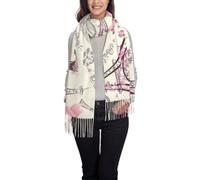 Flor De La Torre De París Mujer Bufanda Con Flecos Pañuelo Suave Scarf Para Bodas Regalo Uso Diario