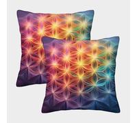 Flor de la Vida - artee de la Geometría Sagrada Fundas Cojines para Sofá 2 Piezas Arte Funda De Almohada Decorativo para Sala Almohadon Cubre Cama Hogar Coche 40x40cm