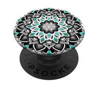 Flor de la Vida Geometría Sagrada Mandala Verde Azulado Geométrico PopSockets PopGrip Intercambiable