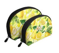 Flor de Limon, Bolsa de Maquillaje de Concha, Monedero pequeño para Mujer, Bolsa de artículos de tocador, Bolsa de cosméticos, 2 Piezas