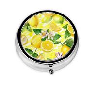 flor de limon, Pastillero, Pastillero redondo Pequeño contenedor de pastillas Organizador de pastillas de viaje