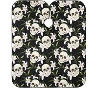 Flor De Lirio Blanca Con Calavera Barberos Delantal Ajustable Barbero Capas Impermeable Cortar Cabello Delantal Para Adulto Niños Peluquería 140X168Cm