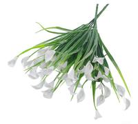 Flor de lirio de cala de plástico de 32 cm para decoración de interiores, arreglos de chimenea, chimenea, jarrón de entrada, estilo y mejora acogedora de rincón de lectura (extra blanco)