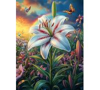 Flor de Lirio en una Pradera en floración Puzzle 1000 Piezas Cartón Blanco Premium para Coleccionistas Vida Silvestre y Plantas Entrenamiento Memoria Juego Compartir Colección Rompecabezas 1000 PCS