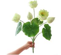 Flor de loto artificial con hojas para uso doméstico y jardín, 57 cm, decoración floral de simulación (verde)