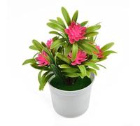 Flor de loto artificial con maceta, planta de lirio de agua de plástico realista para decoración del hogar, oficina, boda, fiesta, para mini adorno de escritorio, rojo (rosa)