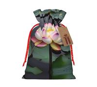 Flor de loto blanca, 1 bolsa con cordón de 4.7 x 6.9 pulgadas, duradera y elegante, ideal para regalos personalizados de Halloween