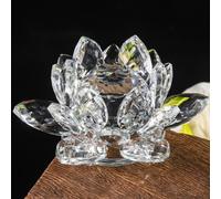 Flor de loto de cristal brillante TENGFENG - Loto de cristal transparente con reflejo de tono de 4'' para decoraci n del hogar Feng Shui, adornos