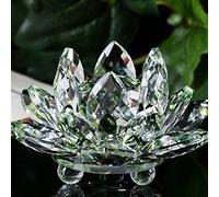 Flor de loto de cristal para decoración de hogar, con colores, para regalo de cumpleaños o boda, Cristal transparente, Verde