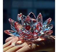 Flor de loto de cristal para decoración de hogar, con colores, para regalo de cumpleaños o boda, Cristal transparente, Rojo