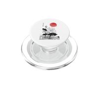 Flor De Loto Japonés Sumi-e Tinta Arte Rojo Sol Zen Illustratio PopSockets PopGrip para MagSafe