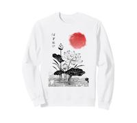 Flor De Loto Japonés Sumi-e Tinta Arte Rojo Sol Zen Illustratio Sudadera