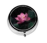 Flor de loto, pastillero, pastillero cuadrado para bolsillo o monedero, pastillero pequeño, organizador de pastillas de viaje