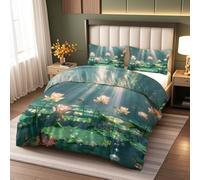 Flor De Loto Ropa de Cama de 155x200cm - Plantas Forestales Juego de Ropa de Cama para Todo el año 3 Piezas - con 2 Fundas de Almohada de 50 x 75 cm