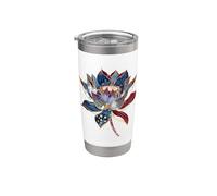 Flor de loto Vintage Japonés Budismo Zen Budismo Yoga Vaso térmico de acero inoxidable de doble pared