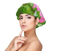 Flor de loto y capullo,Gorro de dormir de satén ajustable para adultos, de seda, elástico, para dormir, para mujer