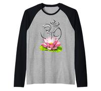 Flor de loto Zen Yoga Meditación Símbolo Om Espiritualidad Camiseta Manga Raglan
