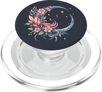 Flor de luna creciente celestial, flores de luna astrología PopSockets PopGrip para MagSafe