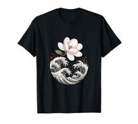 Flor de Magnolia Que se eleva sobre el círculo de Las Olas del océano Camiseta