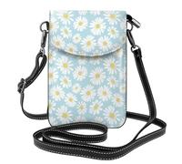 Flor de margarita blanca,Bolsos para celular para mujer, bolsos pequeños cruzados - Cartera para celular de cuero sintético con ranuras para tarjetas de crédito