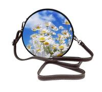 Flor de margarita fragante,Bolso de hombro de piel sintética, bolso cruzado redondo - Bolso circular para mujer