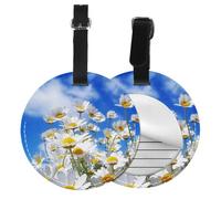 Flor de margarita fragante,Etiquetas de equipaje de cuero sintético con nombre, etiquetas de viaje duraderas, 2 unidades