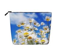 Flor de Margarita fragante,Neceser de Maquillaje de imitación Lino, Neceser de Viaje portátil