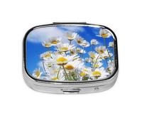 Flor de margarita fragante, Pastillero cuadrado para bolsillo o monedero, pequeño contenedor de pastillas, organizador de pastillas de viaje