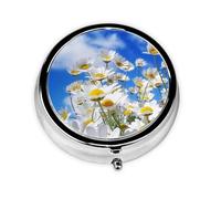 Flor de margarita fragante, Pastillero, Pastillero redondo Pequeño contenedor de pastillas Organizador de pastillas de viaje