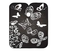 Flor De Mariposa Blanca Y Negra Capa Peluqueria Impermeable Capas De Corte Peluqueria Ligera Cortar Cabello Delantal Para Peluquero Adulto Niños 140X168Cm