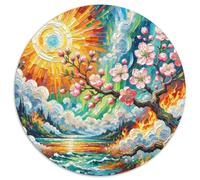 Flor de melocotón Rompecabezas De Redondo 1000 Piezas Adultos para Niños Circular Puzzle Niños para Decoración del Hogar Imposible Infantil 3D Cartón 1000pcs (67.5x67.5cm)